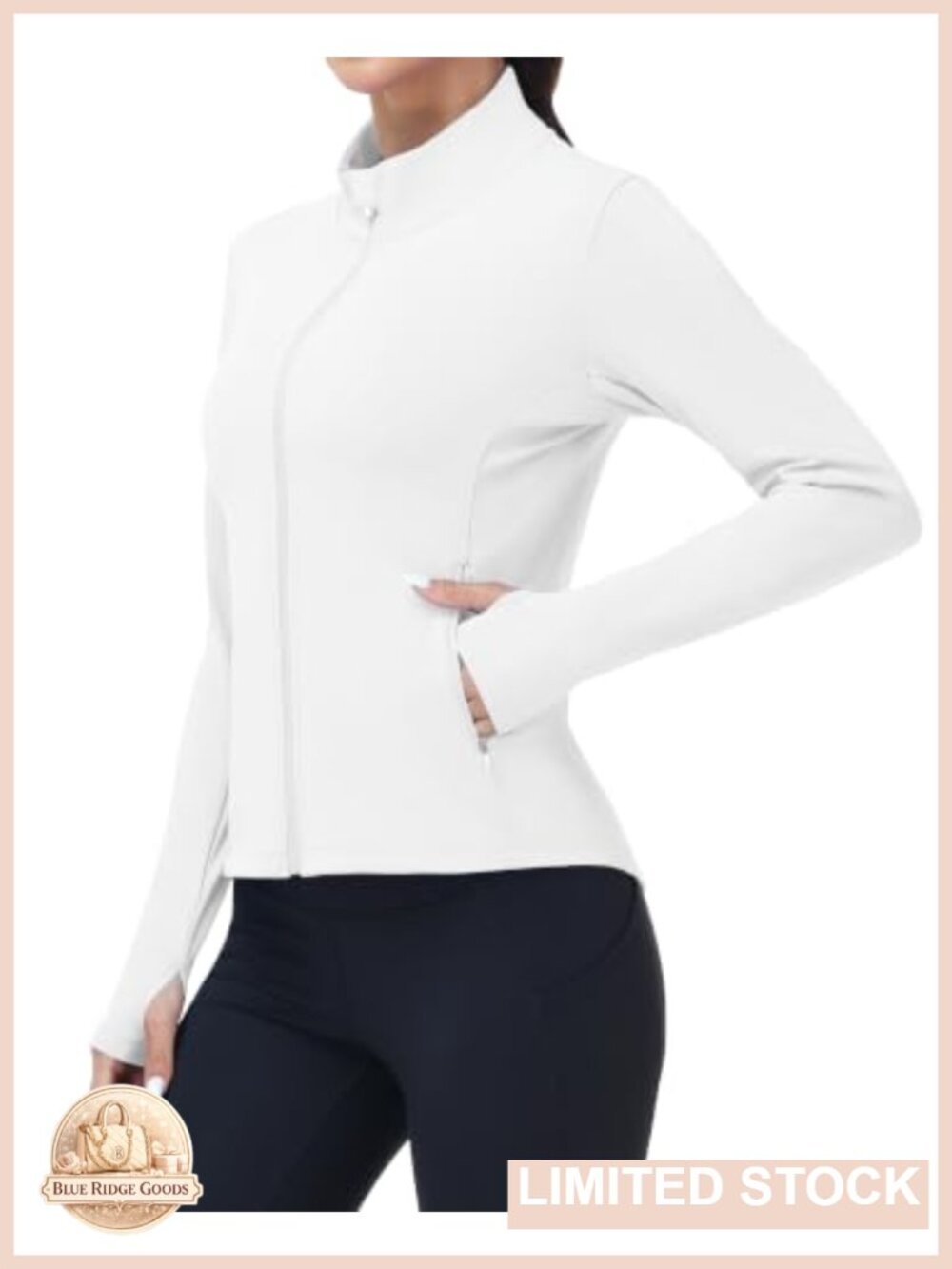 Women's Fleece Lined Running Jacket Full Zip Winter Cycling Jacket Slim Fit